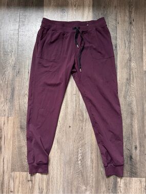 ZYIA Women’s Burgundy Jogger Sweatpants with Black Drawstring